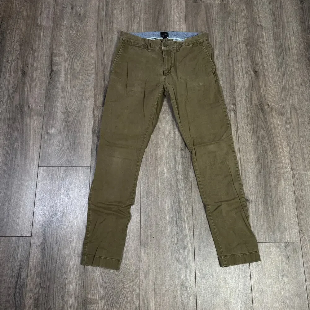 J.Crew 250 Skinny Fit Core Stretch Chino Pants Mens W30 L32 Greenish Brown AB613